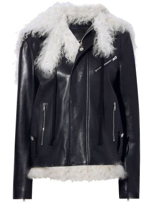 Kožená bunda s kapucňou Proenza Schouler čierna