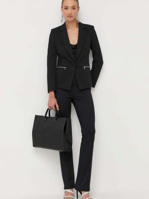 Spodnie dopasowane z wysoką talią Boss czarne