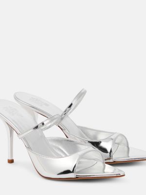 Kožené sandály z imitace kůže Gia Borghini stříbrné