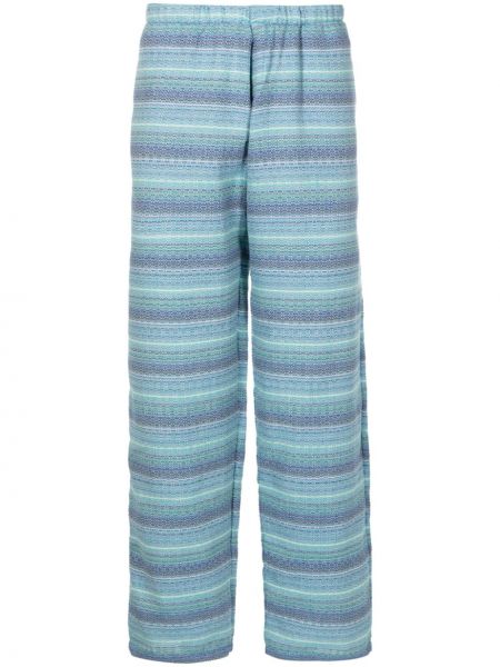 Ravne hlače iz žakarda Amir Slama modra