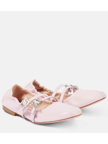 Kristaller deri babet Roger Vivier pembe