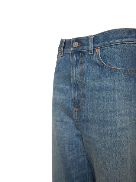 Laia lõikega puuvillased kõrge vöökohaga teksapüksid Valentino sinine