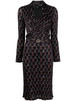Šaty s potiskem Gucci Pre-owned černé