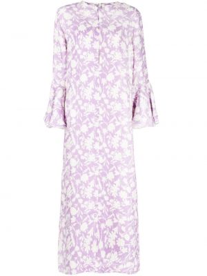 Sukienka w kwiatki z nadrukiem z falbankami Bambah fioletowa