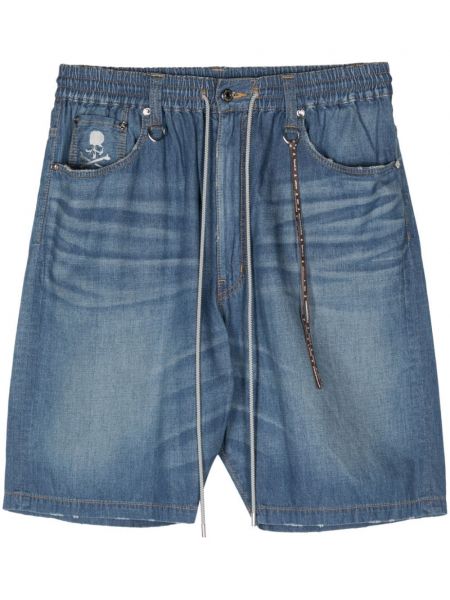 Pantaloni scurți din denim Mastermind Japan albastru