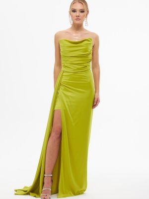 Saténové večerné šaty Carmen zelená