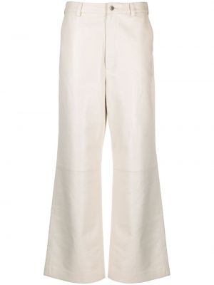Kožené rovné nohavice Nanushka biela