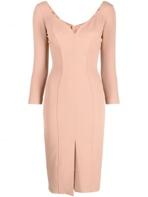 Μίντι φόρεμα με λαιμόκοψη v Elisabetta Franchi ροζ