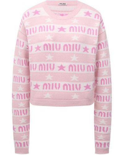 Розовый кашемировый пуловер Miu Miu