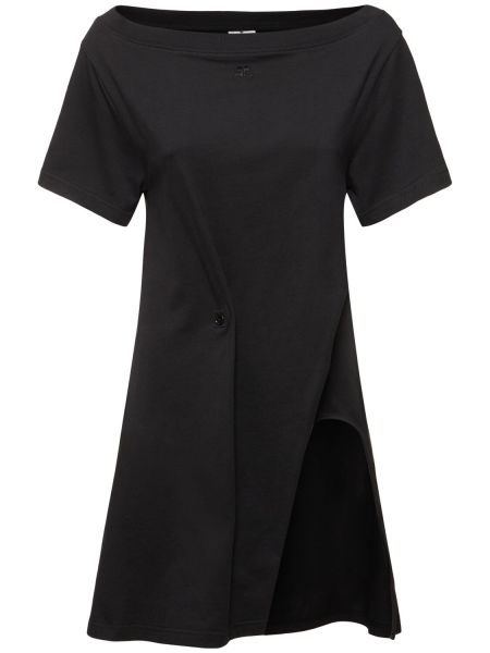 Bavlněné mini šaty s lodičkovým výstřihem Courrèges černé