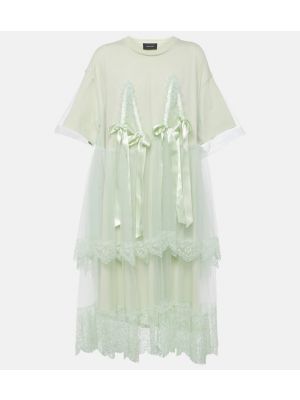 Midi šaty s mašlí jersey Simone Rocha zelené