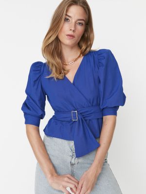 Enobarvna bluza Trendyol modra