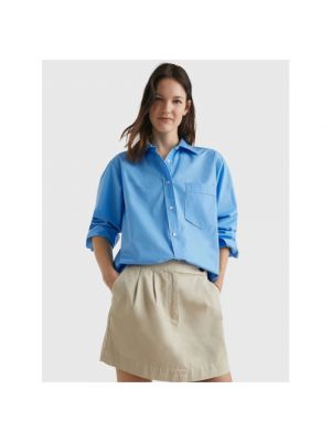 Blusa de algodón oversized Tommy Hilfiger azul