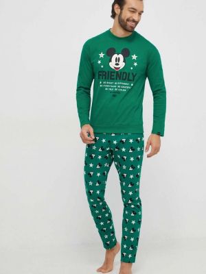 Pamučna pidžama s printom United Colors Of Benetton zelena