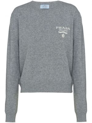 Kašmírový sveter Prada sivá