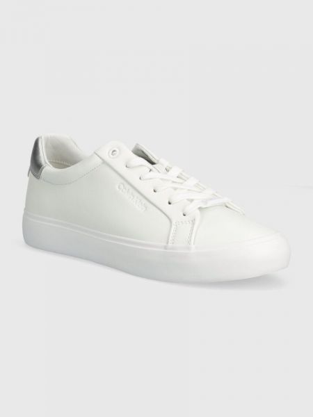 Csipkés bőr fűzős sneakers Calvin Klein fehér