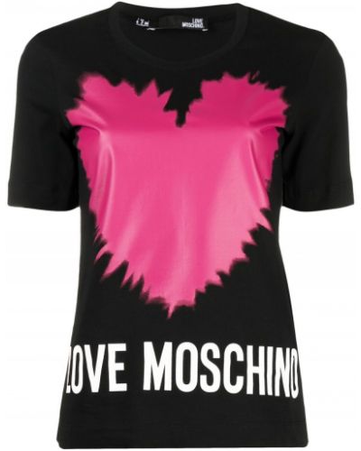 Camiseta con estampado con corazón Love Moschino negro