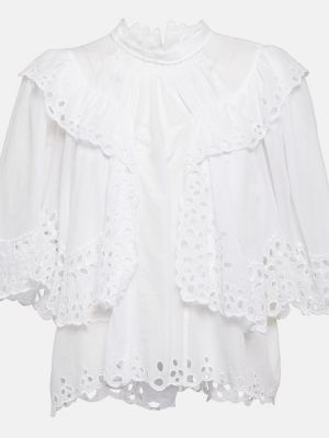 Pamučna bluza s vezom Marant Etoile bijela