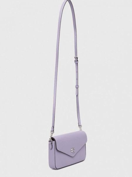 Кожаная сумка через плечо Coach фиолетовая
