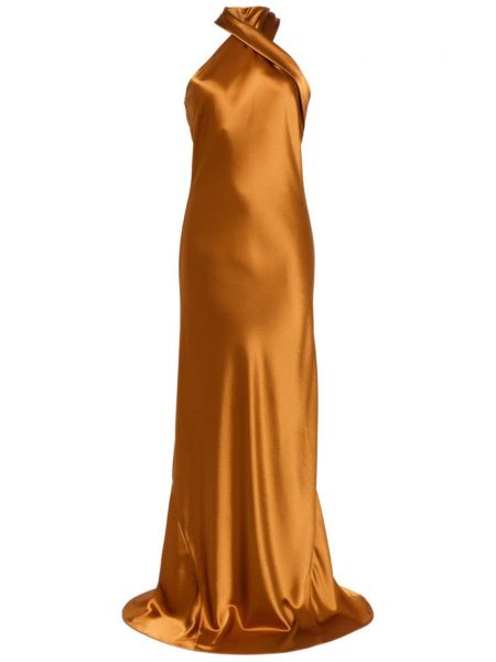 Saténové večerné šaty Galvan London hnedá