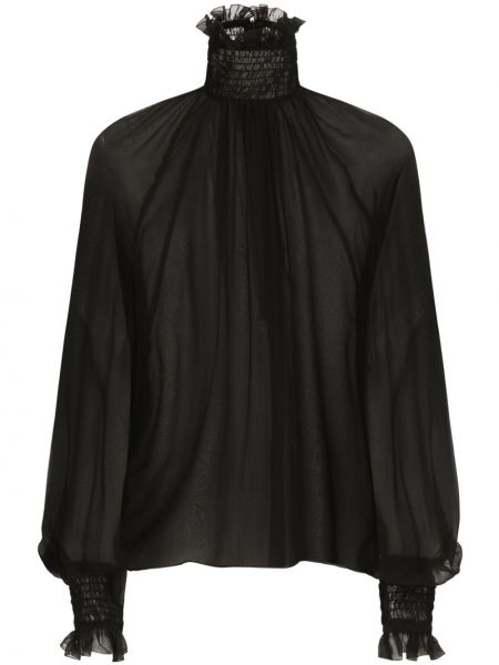 Prozorna svilena bluza Dolce & Gabbana črna