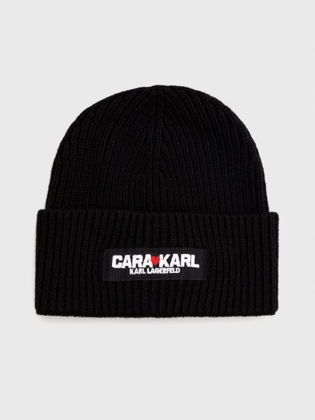 Вълнена шапка Karl Lagerfeld черно