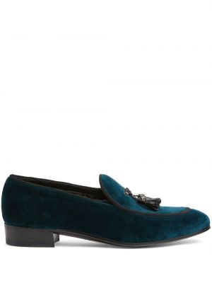Loafers en velours Gucci bleu