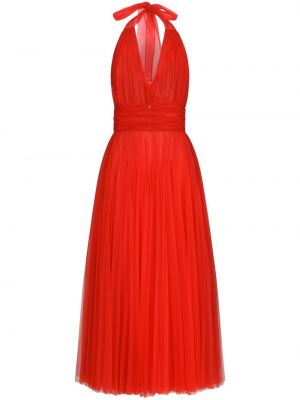 Tylové midi šaty Dolce & Gabbana červená
