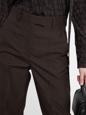 Spodnie z wysoką talią relaxed fit Valentino brązowe