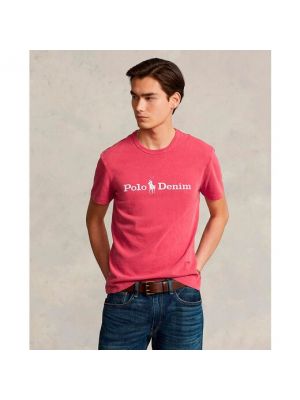 Camiseta de algodón con estampado Polo Denim Ralph Lauren rojo