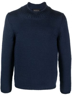 Sweter wełniany z wełny merino chunky Del Carlo niebieski