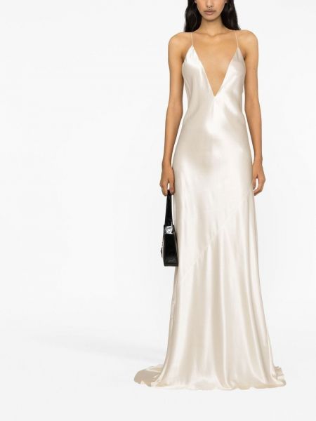 Jedwabna sukienka wieczorowa Saint Laurent biała