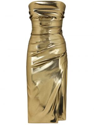 Saténové koktejlové šaty Dolce & Gabbana zlaté