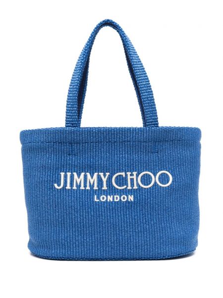 Haftowana torba plażowa Jimmy Choo niebieska