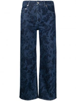 Kvetinové džínsy s rovným strihom s potlačou Erdem modrá