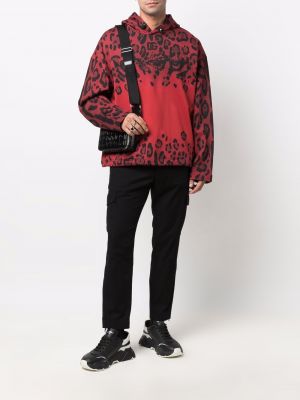 Raštuotas medvilninis džemperis su gobtuvu leopardinis Dolce & Gabbana