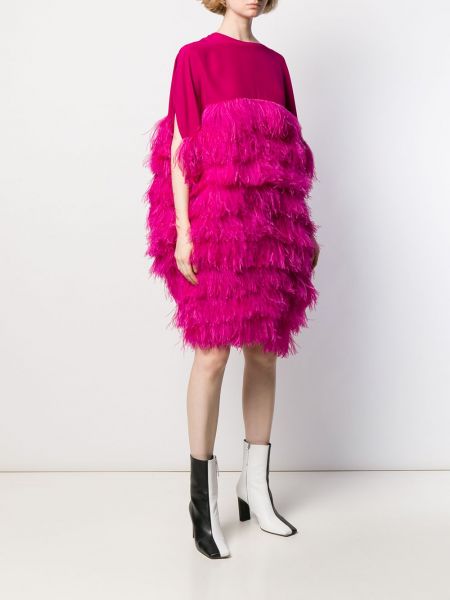 Mini šaty z peří Gianluca Capannolo růžové