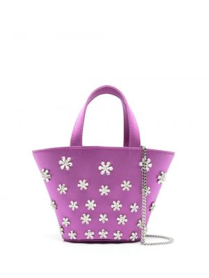 Saténová nákupná taška Amina Muaddi fialová