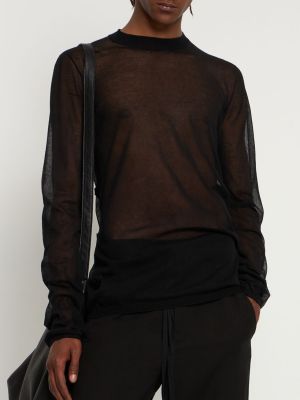 Bombažna majica z dolgimi rokavi Ann Demeulemeester črna