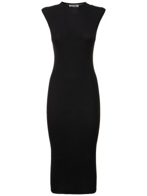 Viskózové midi šaty Jil Sander černé