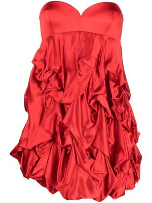 Копринена коктейлна рокля с драперии Emporio Armani червено