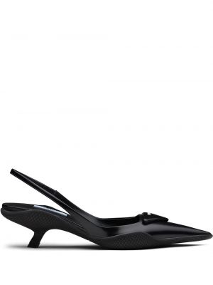 Полуотворени обувки с отворена пета Prada черно