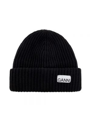 Dzianinowa czapka oversize Ganni czarna