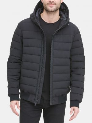 Мужская стеганая куртка-бомбер с капюшоном DKNY черный
