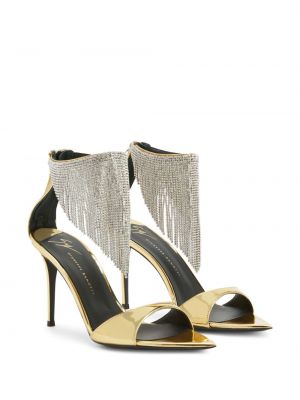 Sandały z frędzli z kryształkami Giuseppe Zanotti złote