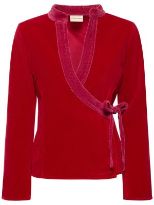 Žametna jakna iz rebrastega žameta Maria De La Orden rdeča