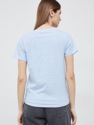 Bavlněné tričko s výstřihem do v Pepe Jeans modré
