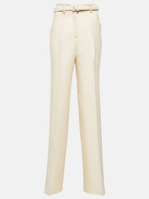 Hedvábné vlněné rovné kalhoty Gabriela Hearst bílé