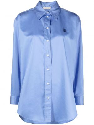 Памучна риза бродирана Sandro синьо