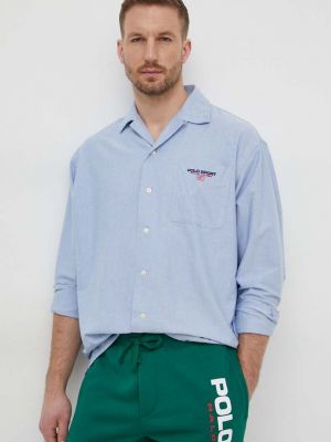 Pamučna košulja bootcut Polo Ralph Lauren plava